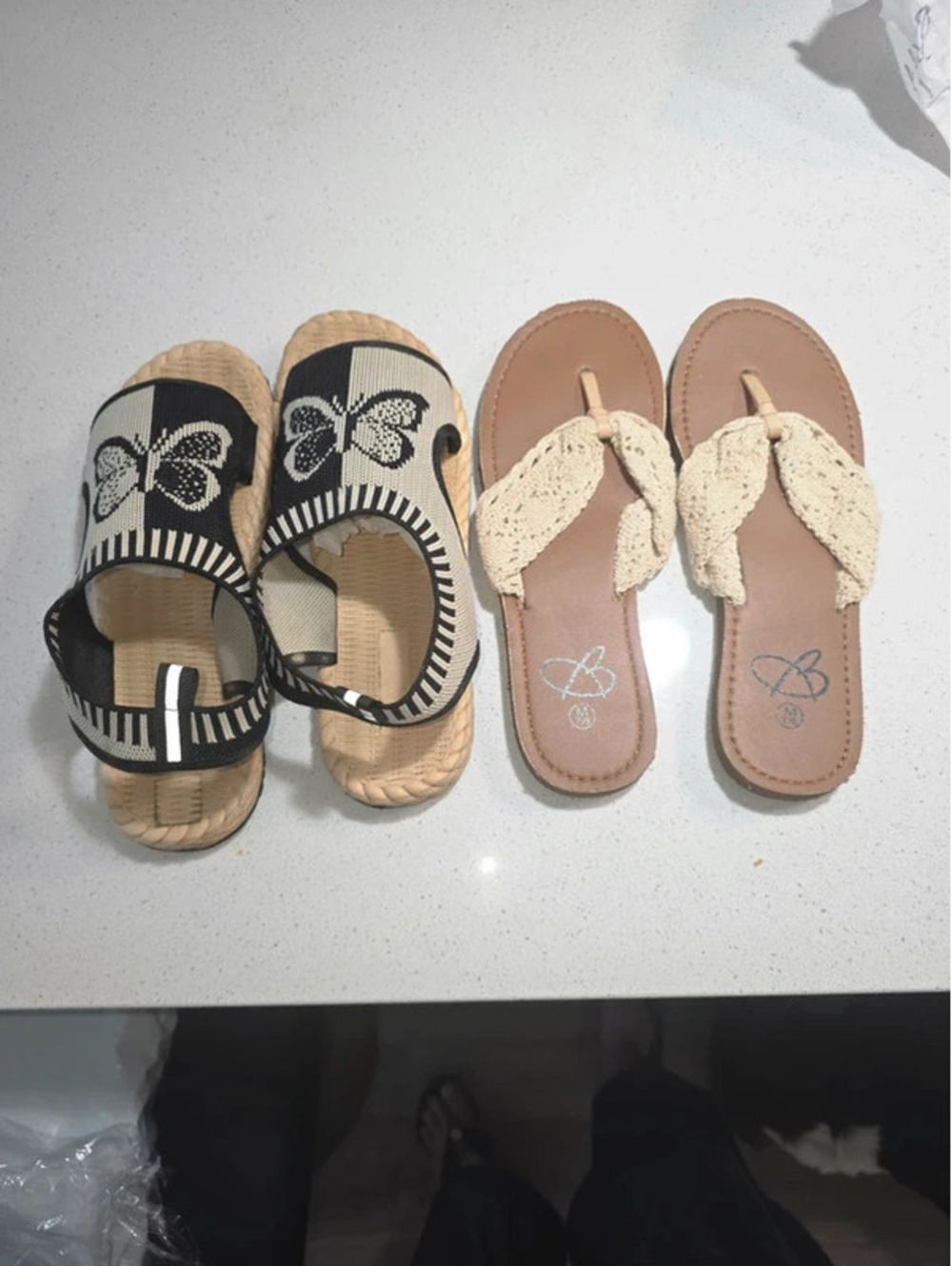 Woven embroidered sandals, mixed lot of casual summer footwear